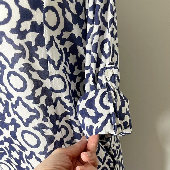Roberta Roller Rabbit Women's Mouffa Shirt Dress M Blue White Print Long Sleeve - Picture 7 of 12
